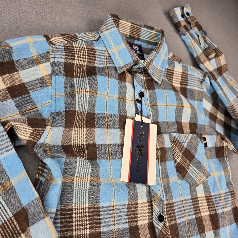 Phat‎ Farm Flannel Shirt Youth Boys Size 14 - 16 Warm Blue New NWT Cozy Cute